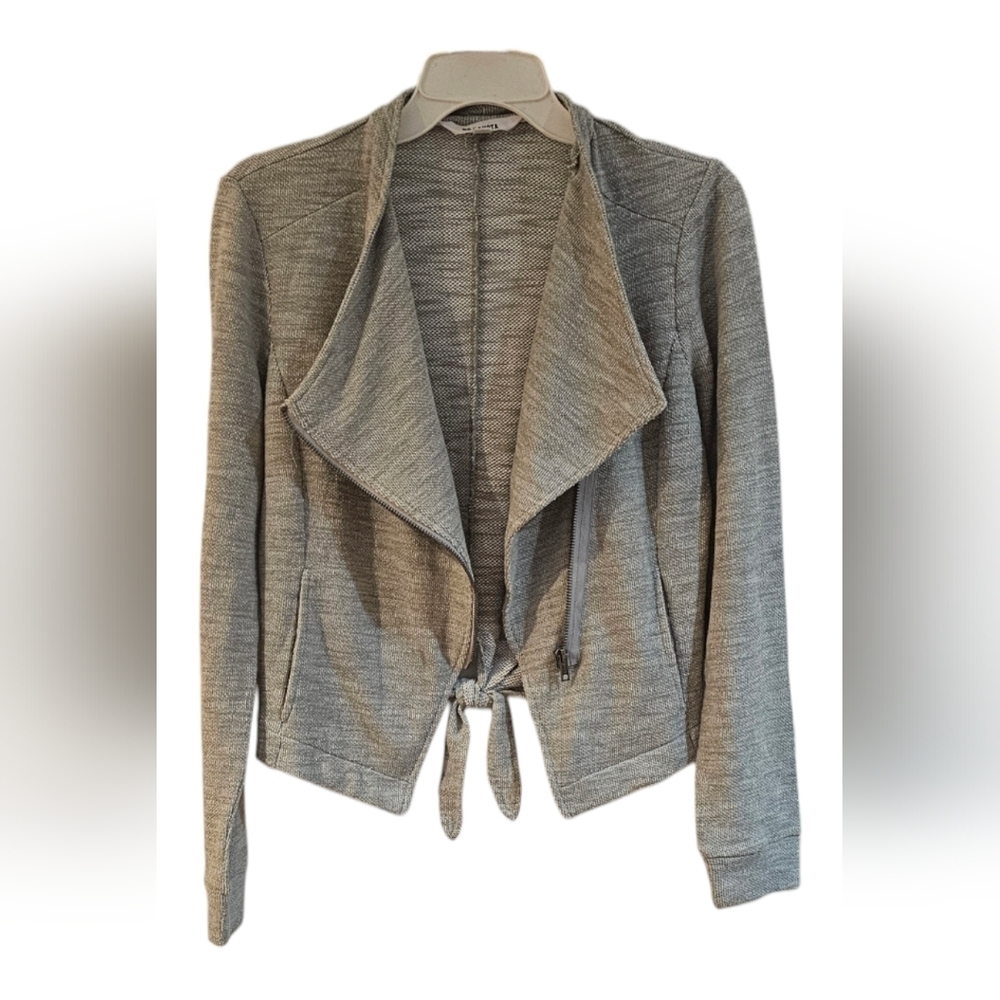 BB Dakota - Now You See Me Gray Draped Tie Back Jacket / Sweater​​​​​
